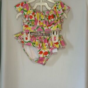 Janie & Jack Floral Ruffle Bikini Set size 3T